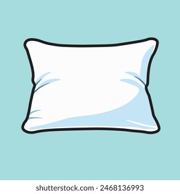 Illustration Vector Graphic Cartoon of a Soft White Pillow Featuring Fluffy Texture, Elegant Simplicity, and Ultimate Comfort