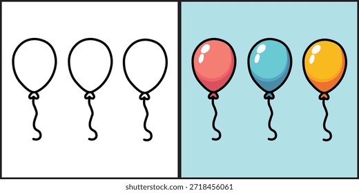 Illustration Vektor Grafik Cartoon von drei schwimmenden Ballons