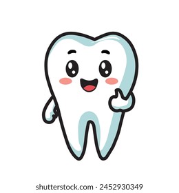 Illustration Vector Graphic Cartoon of a Tooth Mascot, Symbolizing Dental Health and Hygiene