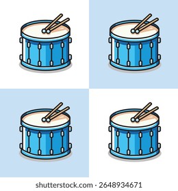 Illustration Vector Graphic Cartoon of a Trap Drum Set with Sticks