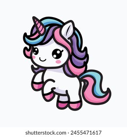 Illustration Vector Graphic Cartoon of a Unicorn Icon, Symbol of Imagination and Wonder 