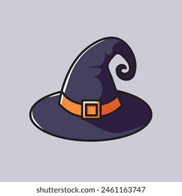 Illustration Vector Graphic Cartoon of a Witch's Hat, Symbolizing Enchantment, Wisdom, and Sorcery