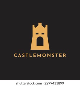 illustration vector graphic castle monster logo design simple and modern