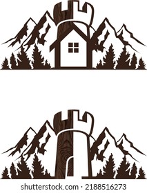 Illustration vector graphic CASTLE MOUNTAIN - for Logo, flyer, magazine, website, Education, etc. (Editable Version)