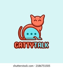 illustration vector graphic of cat with chat logo design. Cat logo vector. Usable to your company, business, etc