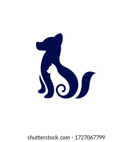 illustration vector graphic of cat and dog friendship perfect for logo design and petshop 