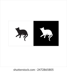 Illustration vector graphic of cat icon, black and white
