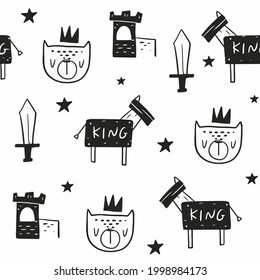 Ilustración vectorial gráfico del rey del gato, perfecto para el fondo, tejido u objeto, impresión, deformación, textil, etc.