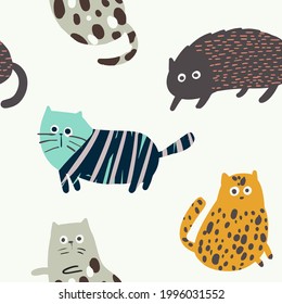 Illustration vector graphic of cat playing around together. Perfect for background, fabric or object pattern, printing, etc.