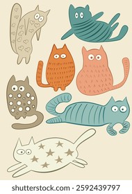 Illustration vector graphic of cat playing around together