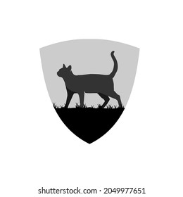 Gráfico vectorial de ilustración del logotipo de Escudo de gato. Perfecto para la compañía tecnológica