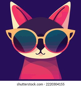 ilustración Gráfica vectorial de gato con gafas de sol aisladas perfecta para logotipo, mascota, icono o impresión en camiseta 