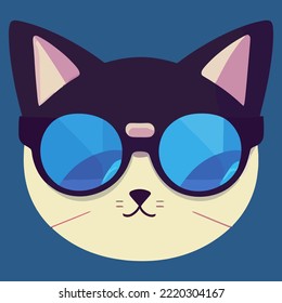 illustration Vector graphic of cat wearing sunglasses isolated perfect for logo, mascot, icon or print on t-shirt 