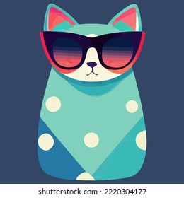 illustration Vector graphic of cat wearing sunglasses isolated perfect for logo, mascot, icon or print on t-shirt 