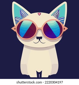 illustration Vector graphic of cat wearing sunglasses isolated perfect for logo, mascot, icon or print on t-shirt 