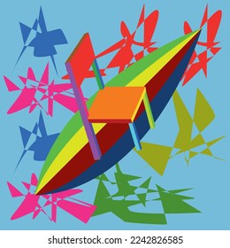 illustration vector graphic of chair with abstract colorful shades