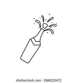 Illustration vector graphic of champagne bottle explosion icon. Concept flat design. Perfect for poster, banner, web, symbol, application, card, template, coverbook, cartoon, etc.