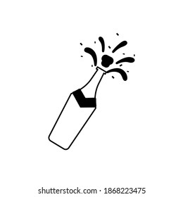 Illustration vector graphic of champagne bottle explosion icon. Concept flat design. Perfect for poster, banner, web, symbol, application, card, template, coverbook, cartoon, etc.