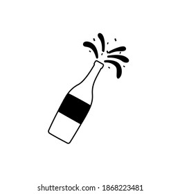 Illustration vector graphic of champagne bottle explosion icon. Concept flat design. Perfect for poster, banner, web, symbol, application, card, template, coverbook, cartoon, etc.
