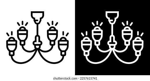 Illustration Vector Graphic of  Chandelier, light, lamp Icon. Black line icon.