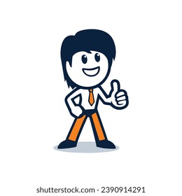 Illustration Vector graphic of Character a man gives a thumbs up. Good Hand