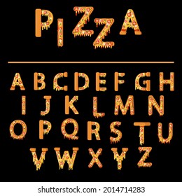 illustration vector graphic character pizza alphabet. perfect for doodles, stickers, fonts, etc