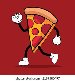illustration vector graphic of character pizza icon, pizza logo, symbol, restaurant logo, food banner icon, fast food icon