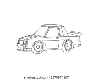 Illustration Vector Graphic Of Charicature of Car Coloring Book for kids perfect for coloring book
