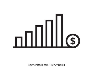 Illustration vector graphic of chart line icon with dollar coin. Business and finance symbol. Good for your business design