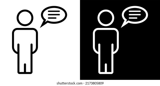 Illustration Vector Graphic of Chat, person, talk Icon. Black Color Icon.