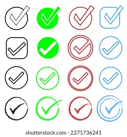 illustration vector graphic of check mark logo or icon. Check mark icon set in Different style , Vector confirm symbol, isolated on white background