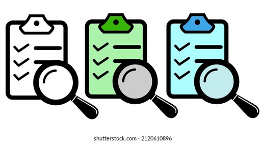 Illustration vector graphic of checklist icon with magnifying glass