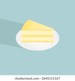 Illustration vector graphic of cheese cake isolated on blue background.