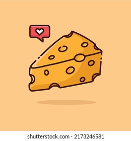 Illustration vector graphic of Cheese. Cheese minimalist style isolated on an orange background. The illustration is suitable for web landing pages, banners, flyers, stickers, cards, etc.