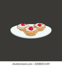 illustration vector graphic of Cherry Bakewell, fit for food menu illustrations, paintings in the kitchen, wallpapers etc