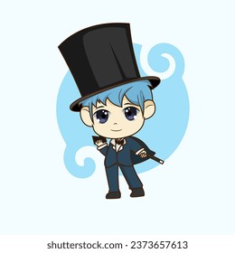 Illustration Vector Graphic Of Chibi Boy Magician