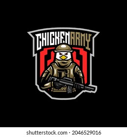 Vektorgrafik der Hühnerarmee für Aufkleber- oder Logo-Team