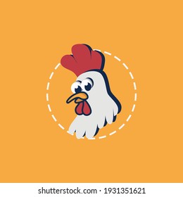 Illustration vector graphic of chicken head, perfect for logo mascot food culinary with yellow background