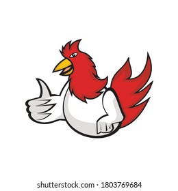 illustration vector graphic of chicken thumbs up design logo, perfect for company, food, restaurant, resto, etc.