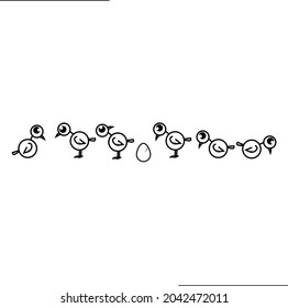 illustration vector graphic of chicks line up looking for their mother, perfect for illustration book, etc.
