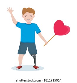 Illustration vector graphic of child with disabilities with happy expressions. Great for illustration supporting posters etc.