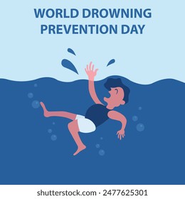 illustration vector graphic of a child fell and sank into the water, perfect for international day, world drowning prevention day, celebrate, greeting card, etc.