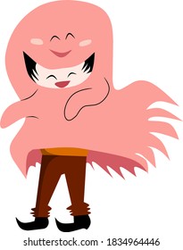 Ilustración vectorial de niño en ropa fantasma para Helloween.