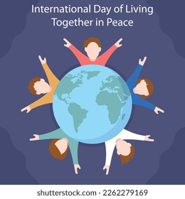 illustration vector graphic of children raise their hands in the middle of the earth, perfect for international day, living together in peace, celebrate, greeting card, etc.