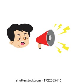 illustration, vector, graphic of children use loudspeakers. Good for children book, etc. 