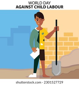 illustration vector graphic of children are working and studying in different settings, perfect for international day, world day against child labour, celebrate, greeting card, etc.