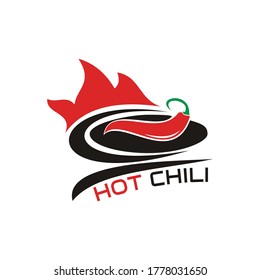 illustration vector graphic of chili on plate with flame - good for hot food and spicy food