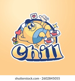 Illustration vector graphic of chill cartoon, perfect for stickers, pictures on t-shirts, poster, etc