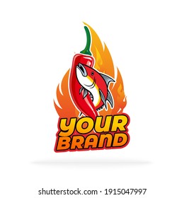 illustration vector graphic for chilli spicy fish logo design