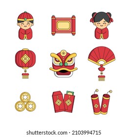 ilustración vectorial de iconos chinos de Año Nuevo, Creados para móviles, Web, Decor, Productos de impresión, Aplicación. Perfecto para el diseño web, banner y presentación, el diseño conjunto del año nuevo chino.